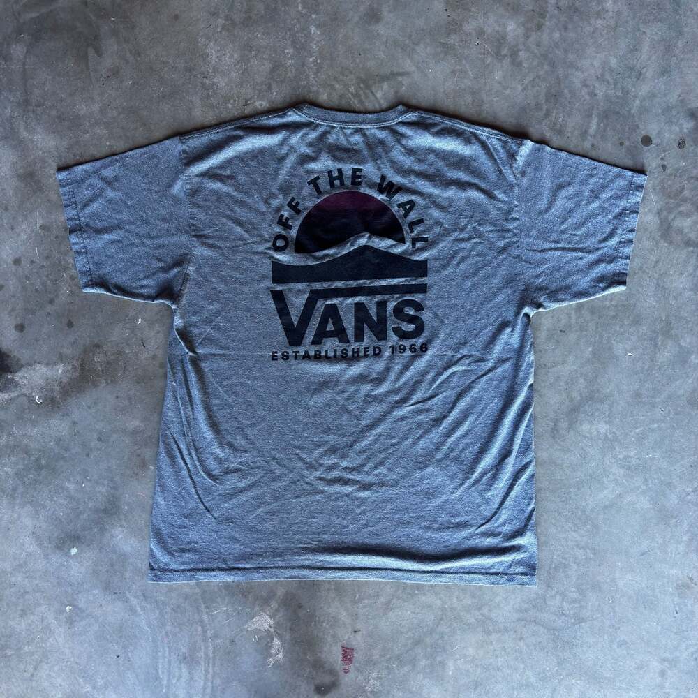Vans Off The Wall Established 1966 Sunset Graphic T-Shirt in Heather Gray
